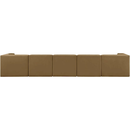 Rummi Saddle Velvet Performance Fabric Upholstered 5pc. Modular Sofa