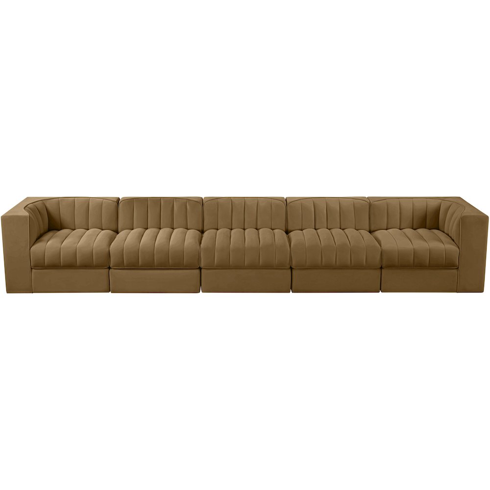 Rummi Saddle Velvet Performance Fabric Upholstered 5pc. Modular Sofa