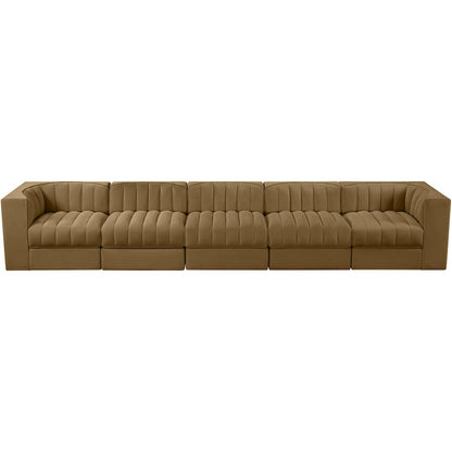 Rummi Saddle Velvet Performance Fabric Upholstered 5pc. Modular Sofa