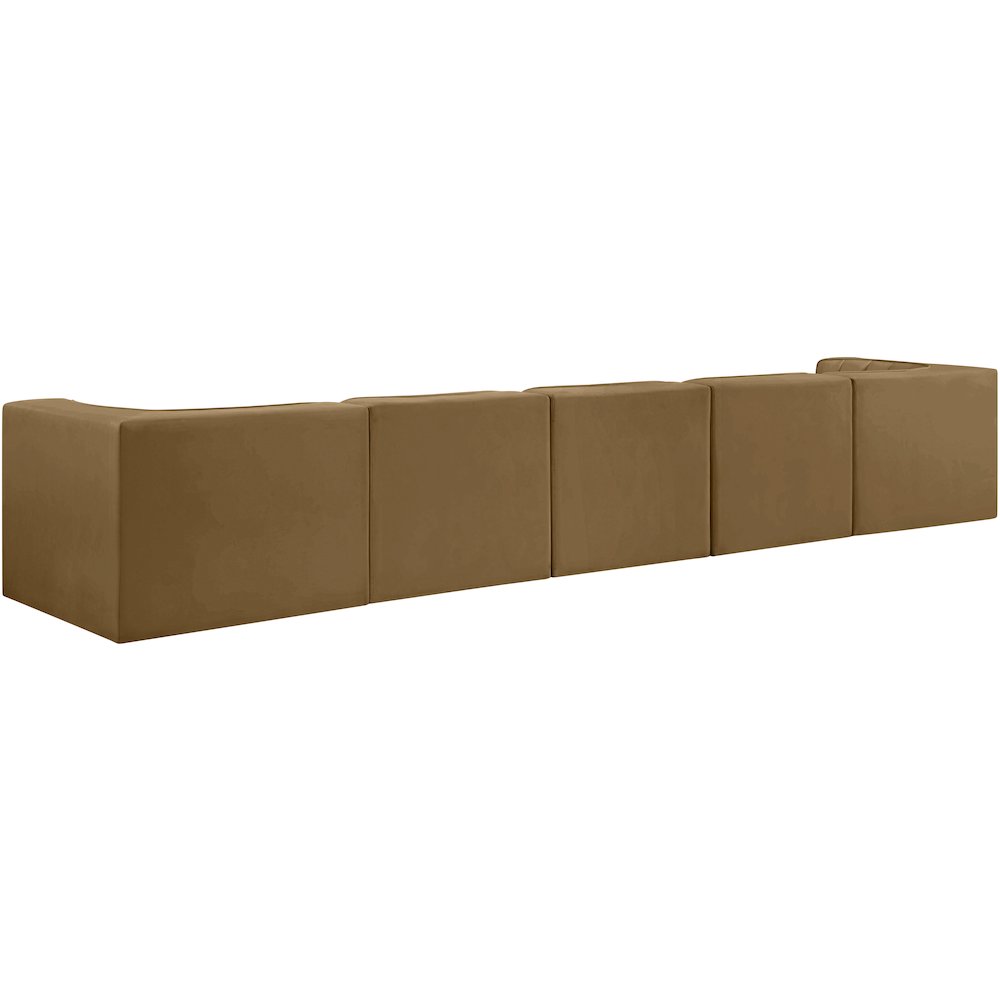 Rummi Saddle Velvet Performance Fabric Upholstered 5pc. Modular Sofa