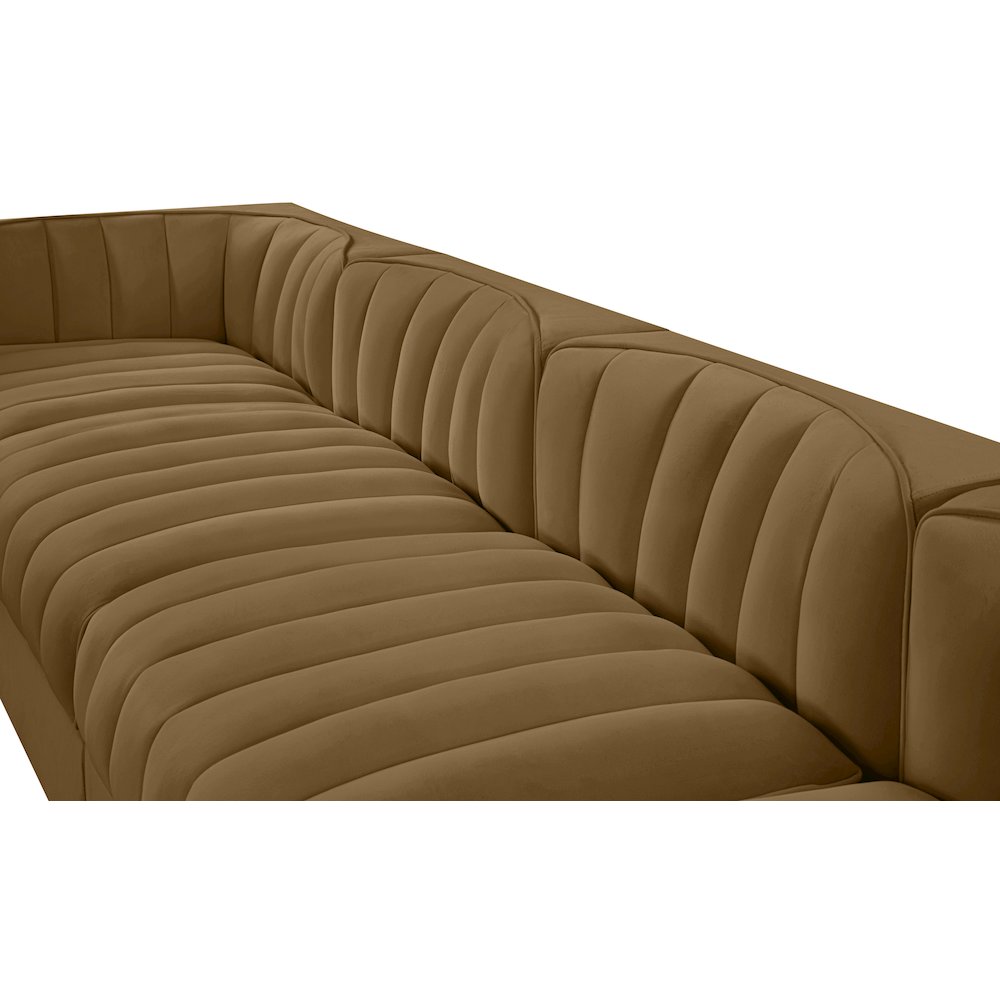 Rummi Saddle Velvet Performance Fabric Upholstered 5pc. Modular Sofa