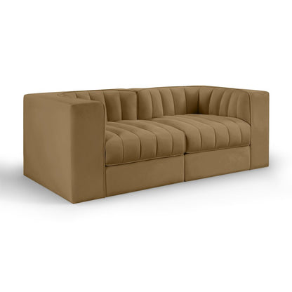 Rummi Saddle Velvet Performance Fabric Upholstered 2pc. Modular Loveseat