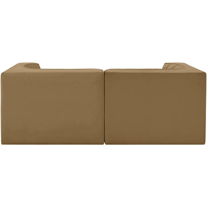 Rummi Saddle Velvet Performance Fabric Upholstered 2pc. Modular Loveseat