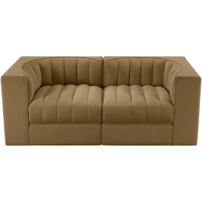 Rummi Saddle Velvet Performance Fabric Upholstered 2pc. Modular Loveseat