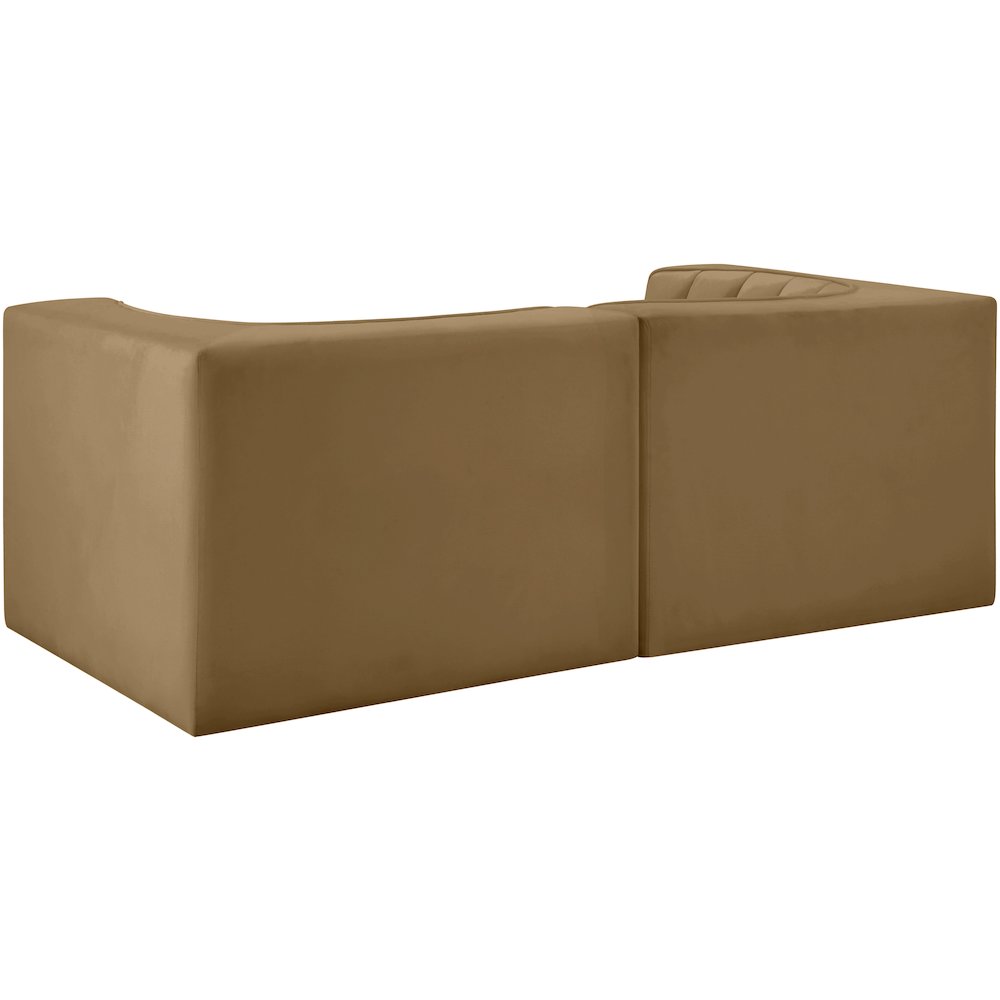 Rummi Saddle Velvet Performance Fabric Upholstered 2pc. Modular Loveseat