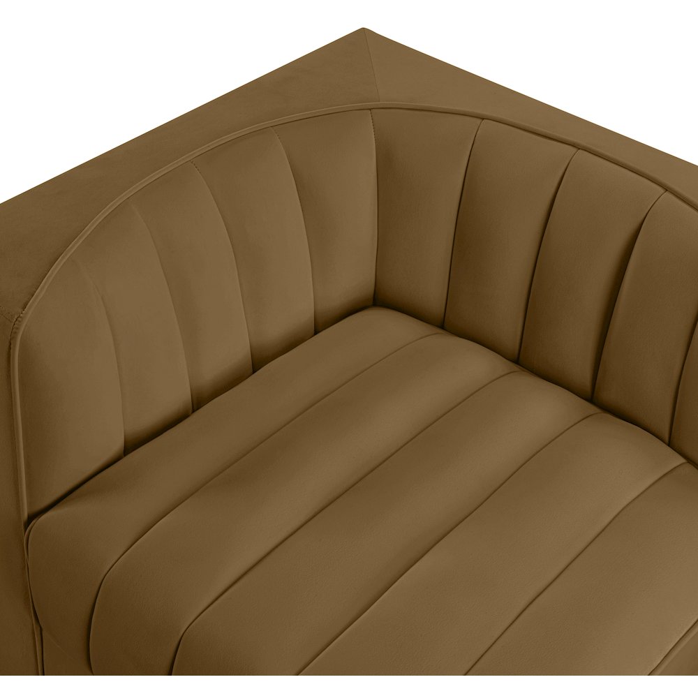 Rummi Saddle Velvet Performance Fabric Upholstered 2pc. Modular Loveseat