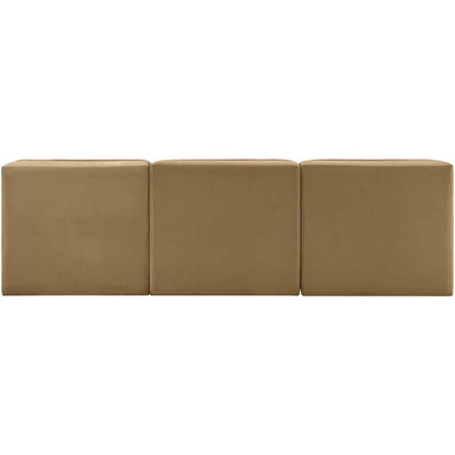 Rummi Saddle Velvet Performance Fabric Upholstered 3pc. Modular Sofa