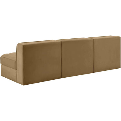 Rummi Saddle Velvet Performance Fabric Upholstered 3pc. Modular Sofa