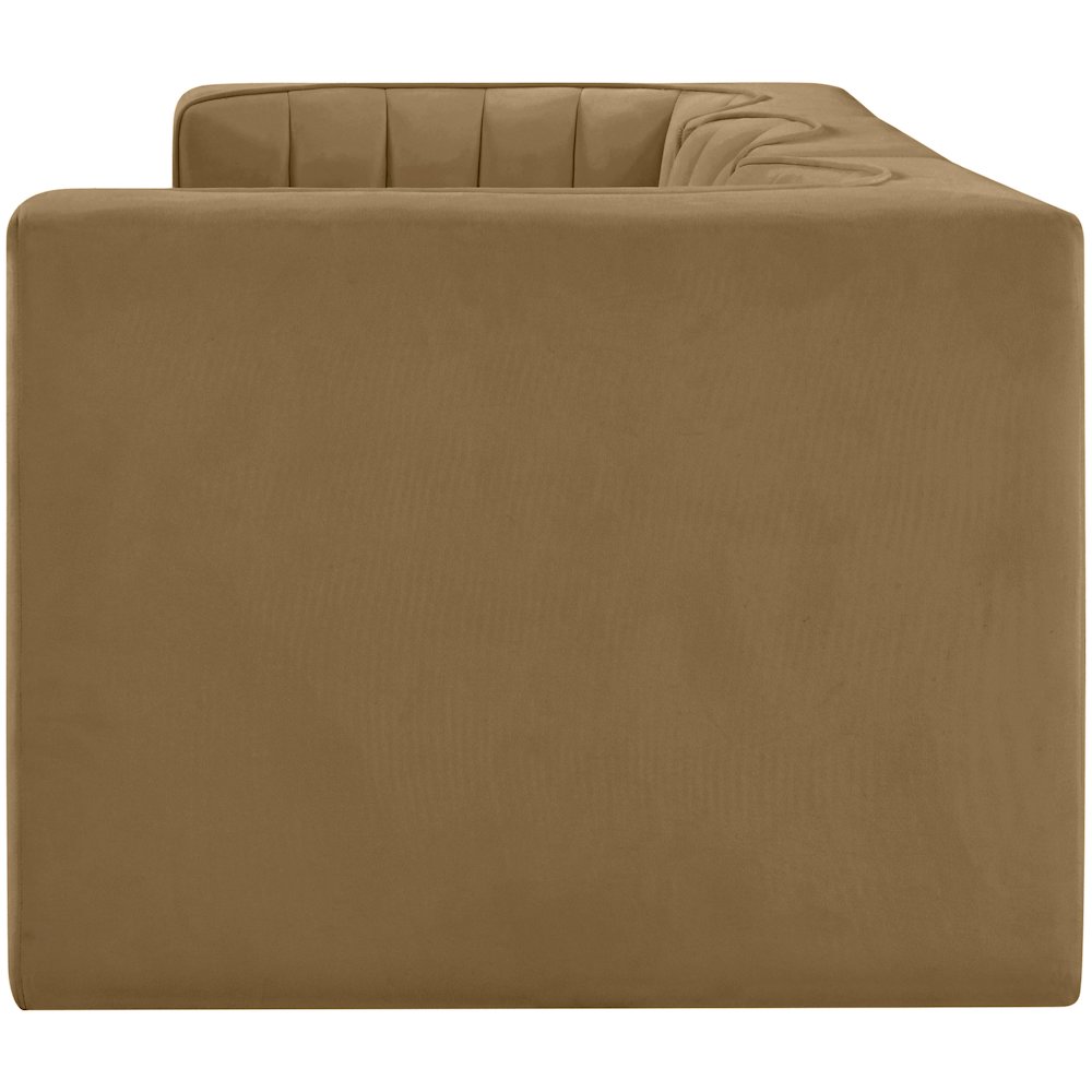 Rummi Saddle Velvet Performance Fabric Upholstered 3pc. Modular Sofa
