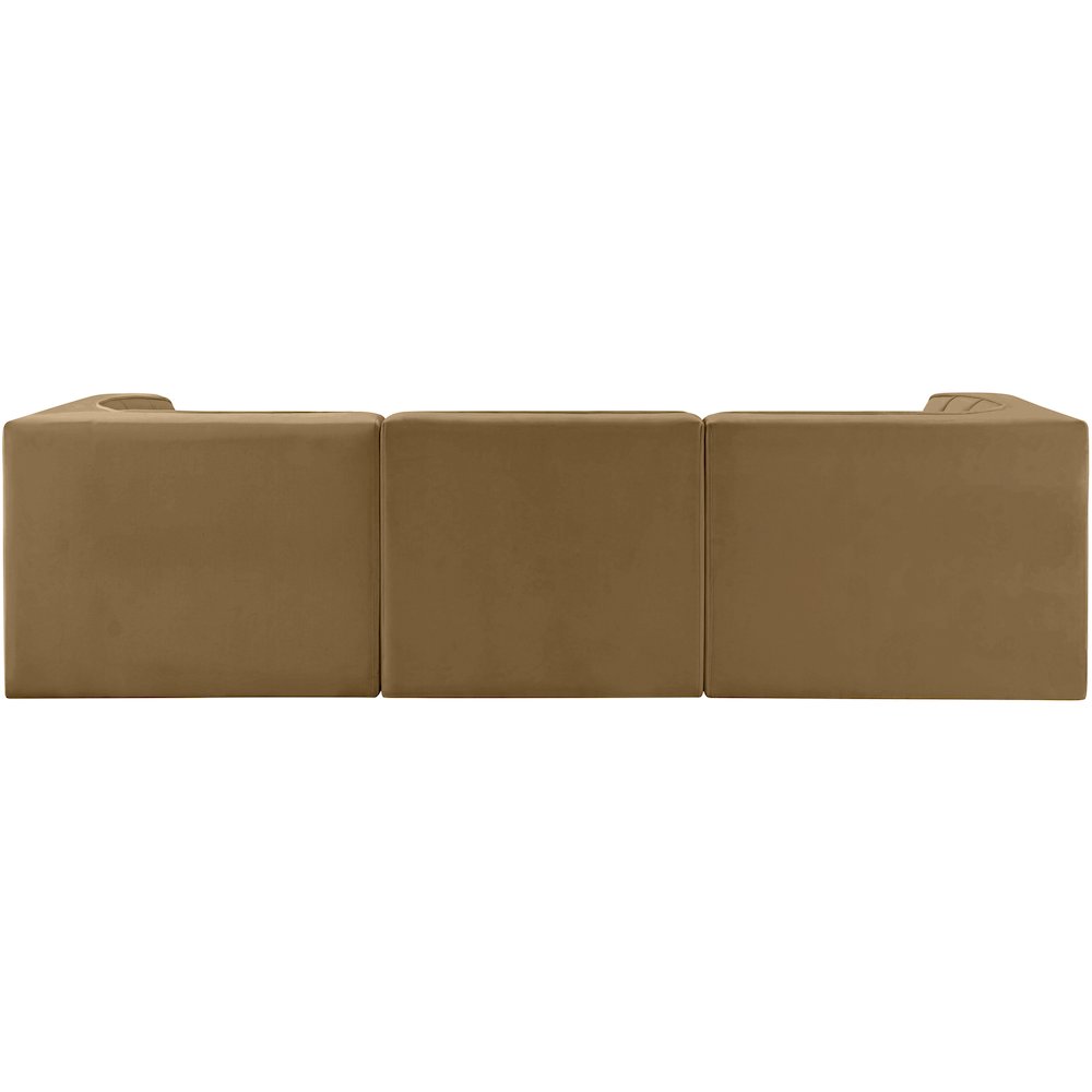 Rummi Saddle Velvet Performance Fabric Upholstered 3pc. Modular Sofa