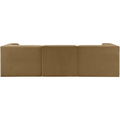 Rummi Saddle Velvet Performance Fabric Upholstered 3pc. Modular Sofa