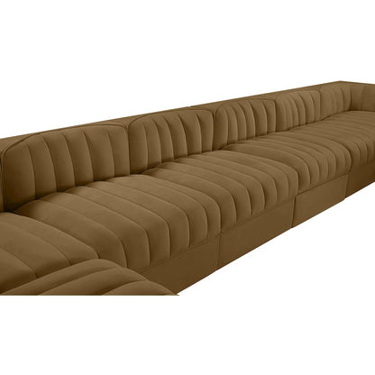 Rummi Saddle Velvet Performance Fabric Upholstered 10pc. Modular Sectional