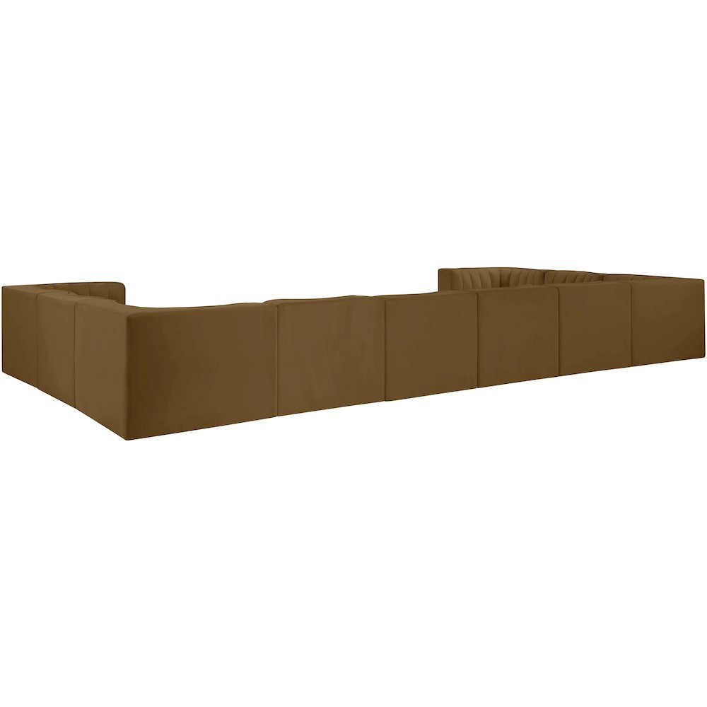 Rummi Saddle Velvet Performance Fabric Upholstered 10pc. Modular Sectional