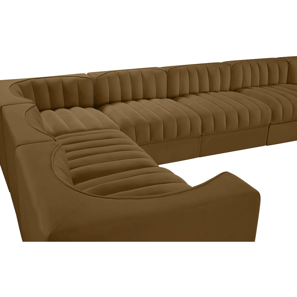 Rummi Saddle Velvet Performance Fabric Upholstered 10pc. Modular Sectional