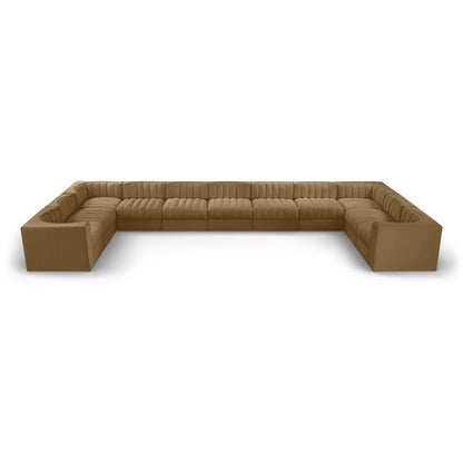 Rummi Saddle Velvet Performance Fabric Upholstered 11pc. Modular Sectional