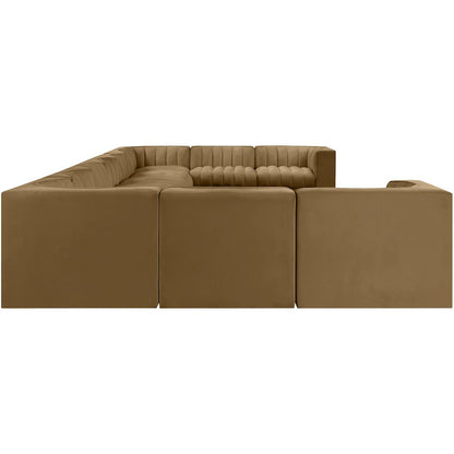 Rummi Saddle Velvet Performance Fabric Upholstered 11pc. Modular Sectional