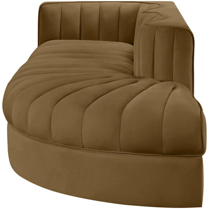 Rummi Saddle Velvet Performance Fabric Upholstered 3pc. Modular Sectional