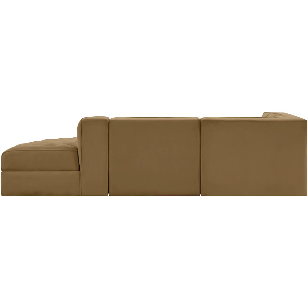 Rummi Saddle Velvet Performance Fabric Upholstered 3pc. Modular Sectional
