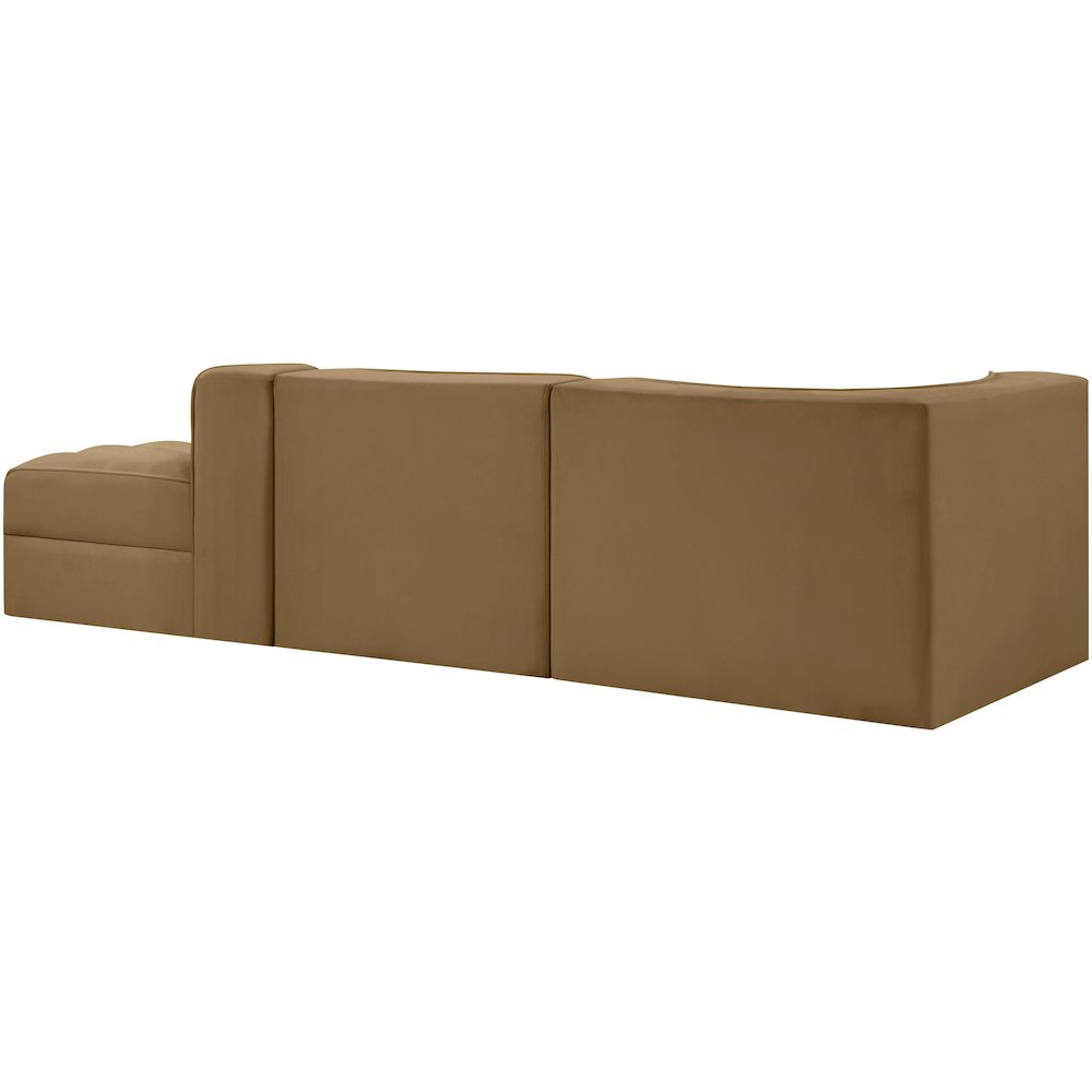 Rummi Saddle Velvet Performance Fabric Upholstered 3pc. Modular Sectional
