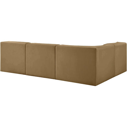 Rummi Saddle Velvet Performance Fabric Upholstered 4pc. Modular Sectional