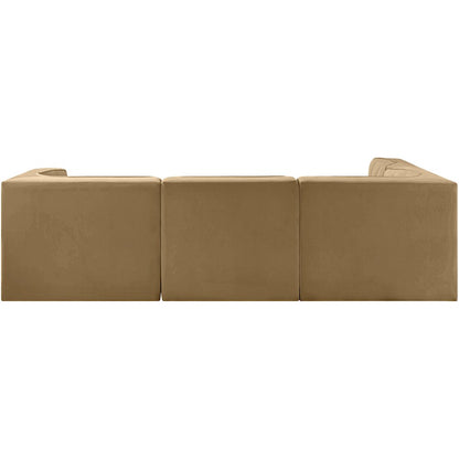 Rummi Saddle Velvet Performance Fabric Upholstered 4pc. Modular Sectional