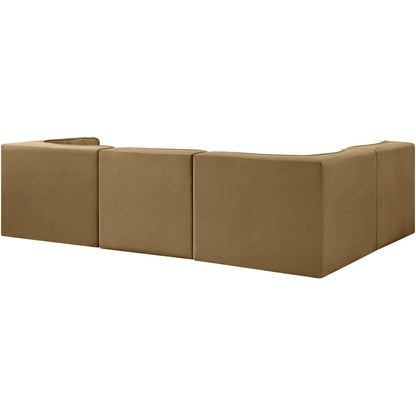 Rummi Saddle Velvet Performance Fabric Upholstered 4pc. Modular Sectional