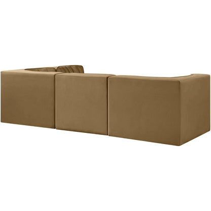 Rummi Saddle Velvet Performance Fabric Upholstered 4pc. Modular Sectional