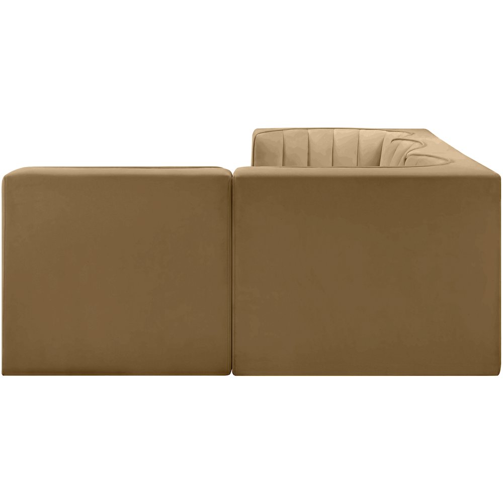 Rummi Saddle Velvet Performance Fabric Upholstered 4pc. Modular Sectional