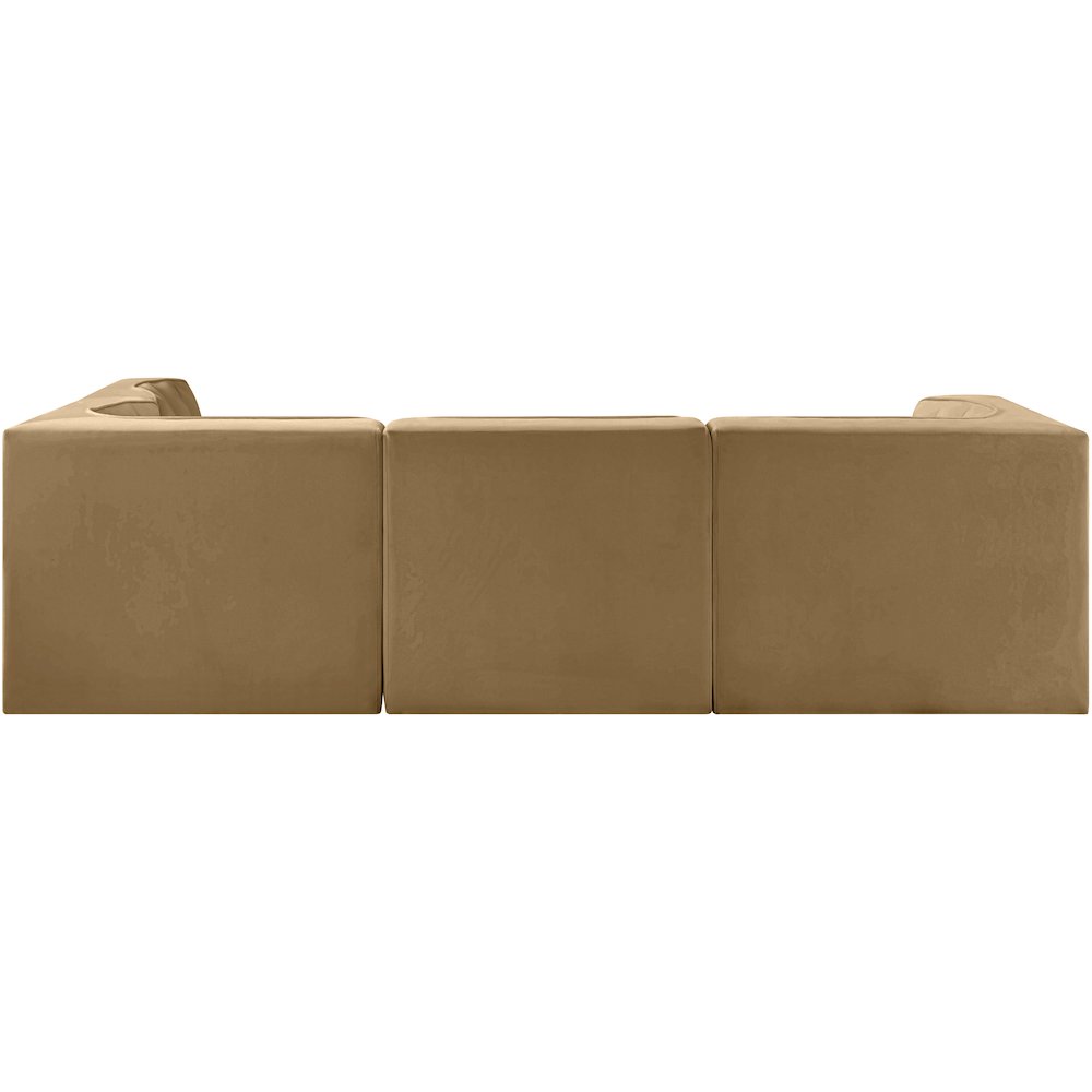 Rummi Saddle Velvet Performance Fabric Upholstered 4pc. Modular Sectional