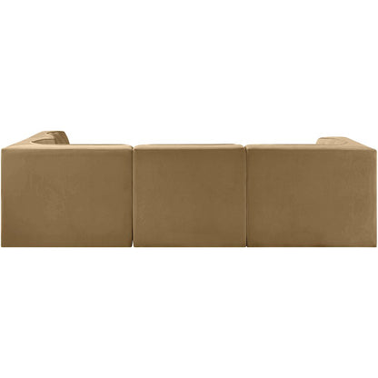 Rummi Saddle Velvet Performance Fabric Upholstered 4pc. Modular Sectional