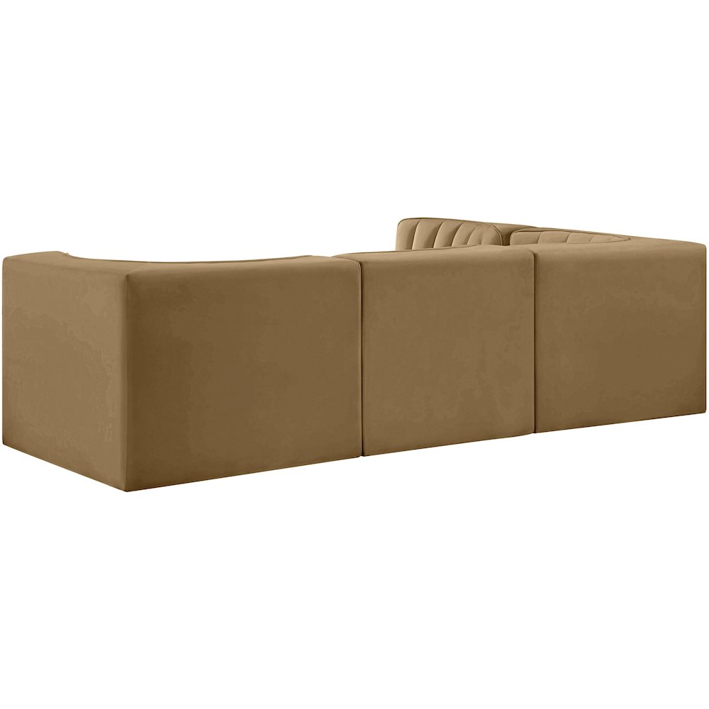 Rummi Saddle Velvet Performance Fabric Upholstered 4pc. Modular Sectional