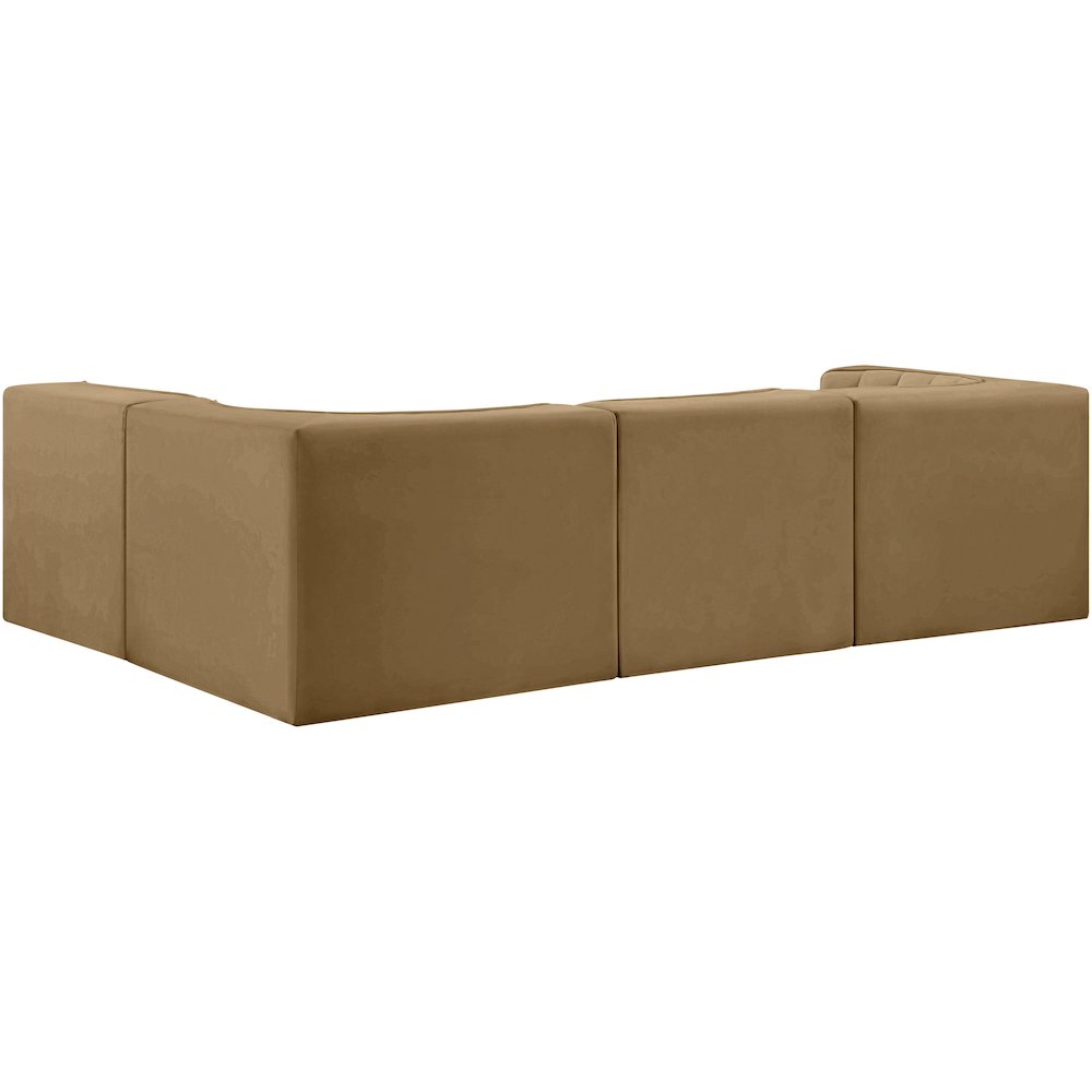 Rummi Saddle Velvet Performance Fabric Upholstered 4pc. Modular Sectional
