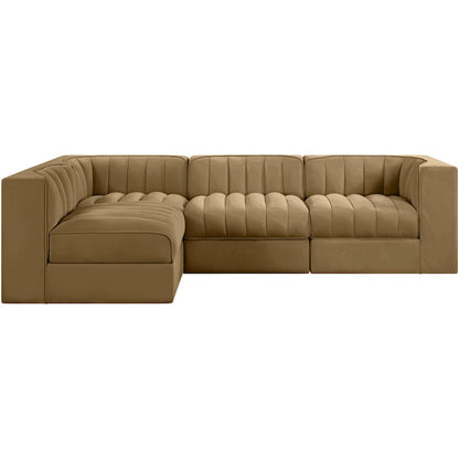 Rummi Saddle Velvet Performance Fabric Upholstered 4pc. Modular Sectional