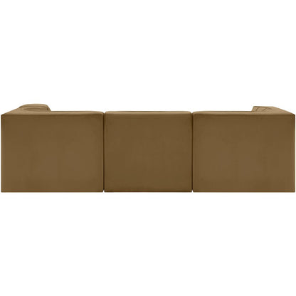 Rummi Saddle Velvet Performance Fabric Upholstered 4pc. Modular Sectional
