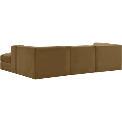 Rummi Saddle Velvet Performance Fabric Upholstered 4pc. Modular Sectional