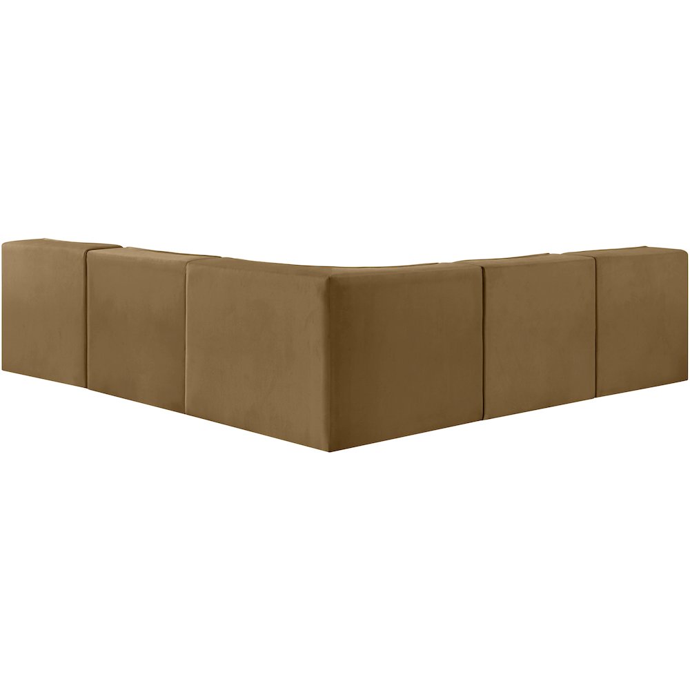 Rummi Saddle Velvet Performance Fabric Upholstered 5pc. Modular Sectional