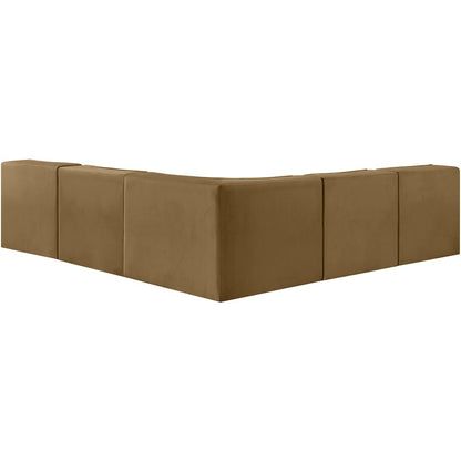Rummi Saddle Velvet Performance Fabric Upholstered 5pc. Modular Sectional