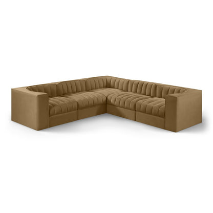 Rummi Saddle Velvet Performance Fabric Upholstered 5pc. Modular Sectional