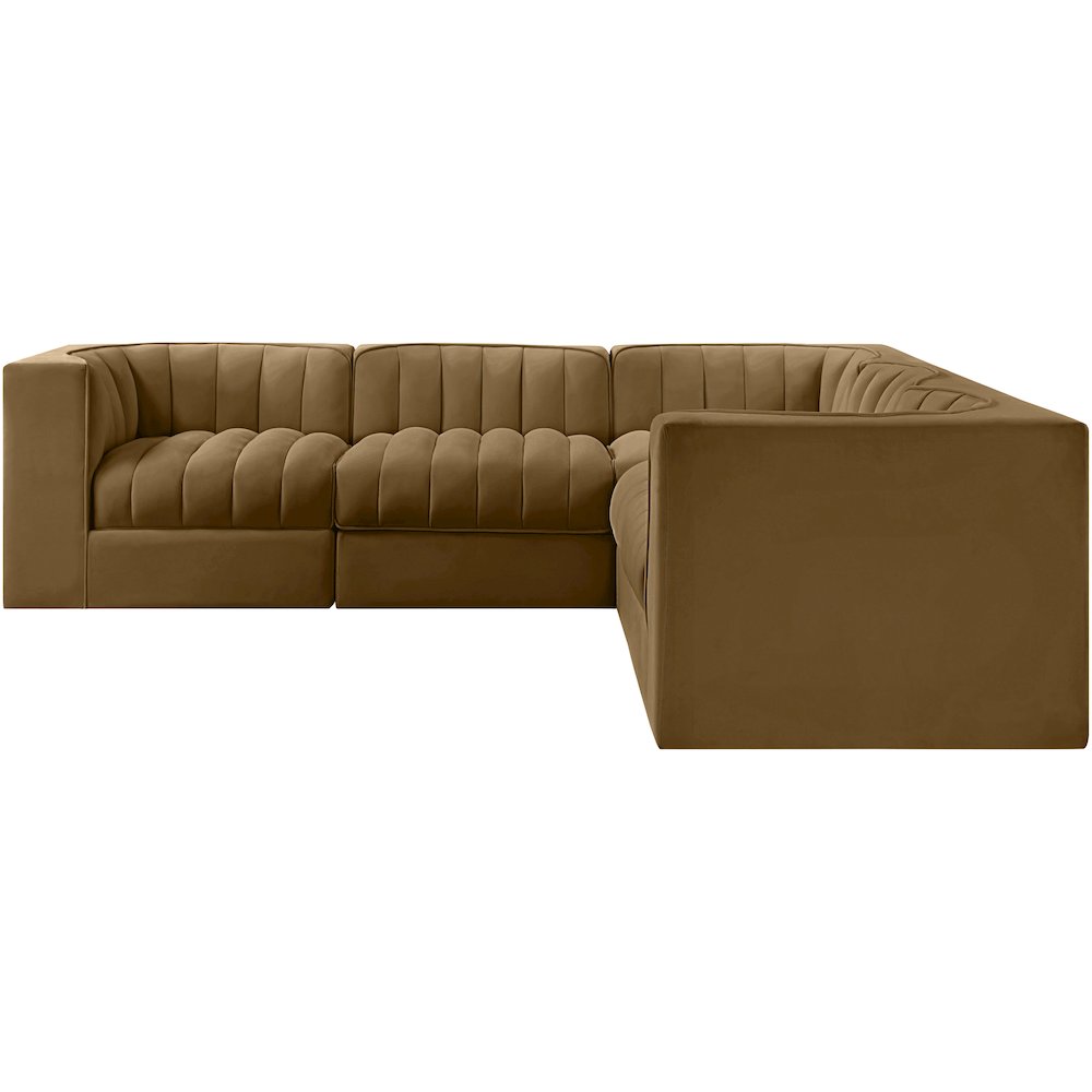 Rummi Saddle Velvet Performance Fabric Upholstered 5pc. Modular Sectional