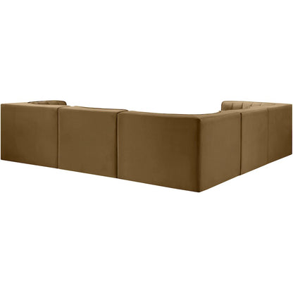 Rummi Saddle Velvet Performance Fabric Upholstered 5pc. Modular Sectional