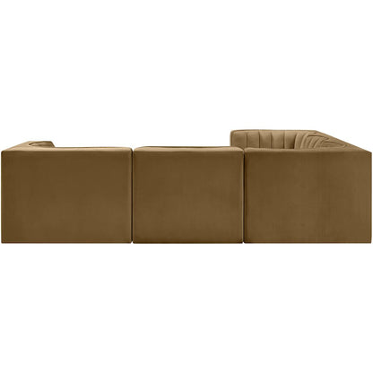 Rummi Saddle Velvet Performance Fabric Upholstered 5pc. Modular Sectional
