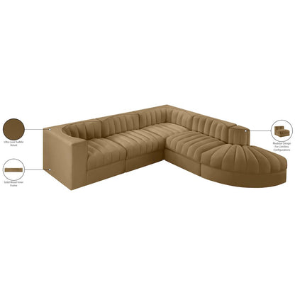 Rummi Saddle Velvet Performance Fabric Upholstered 5pc. Modular Sectional