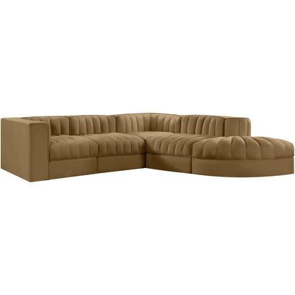 Rummi Saddle Velvet Performance Fabric Upholstered 5pc. Modular Sectional