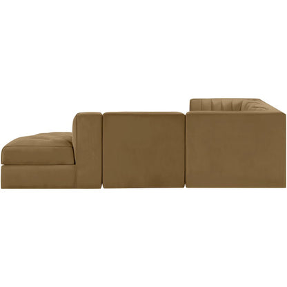 Rummi Saddle Velvet Performance Fabric Upholstered 5pc. Modular Sectional