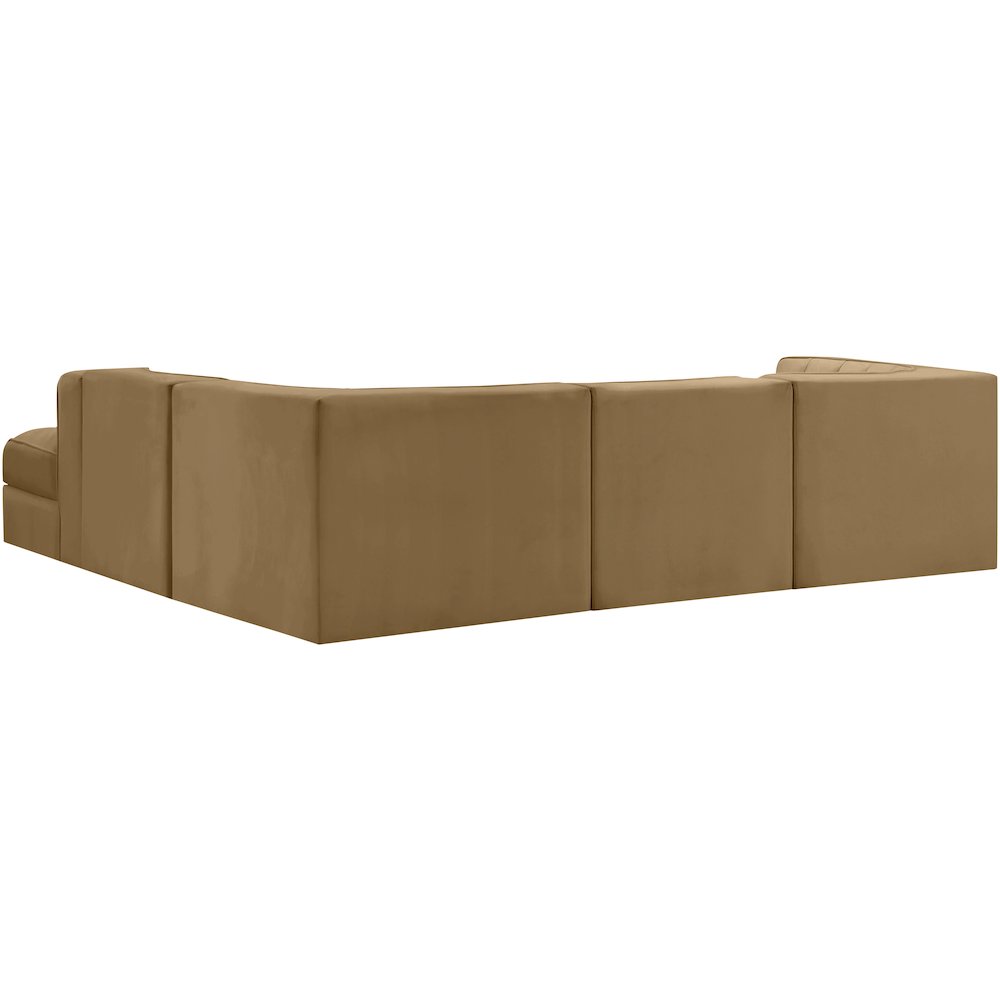 Rummi Saddle Velvet Performance Fabric Upholstered 5pc. Modular Sectional