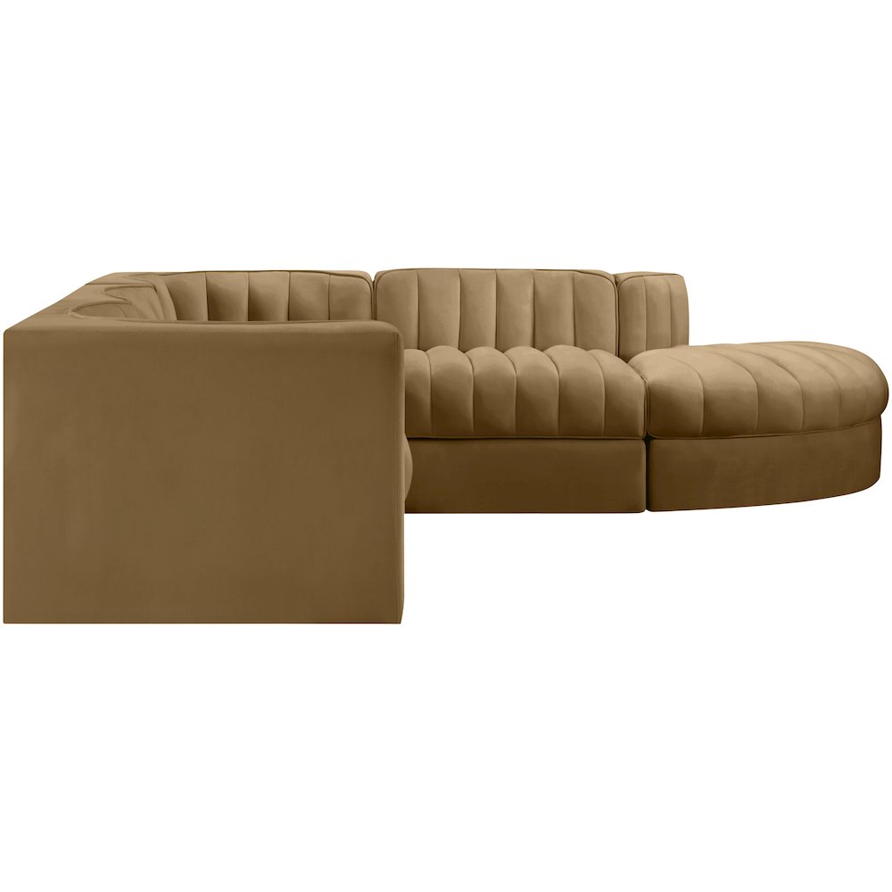Rummi Saddle Velvet Performance Fabric Upholstered 5pc. Modular Sectional