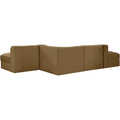 Rummi Saddle Velvet Performance Fabric Upholstered 5pc. Modular Sectional