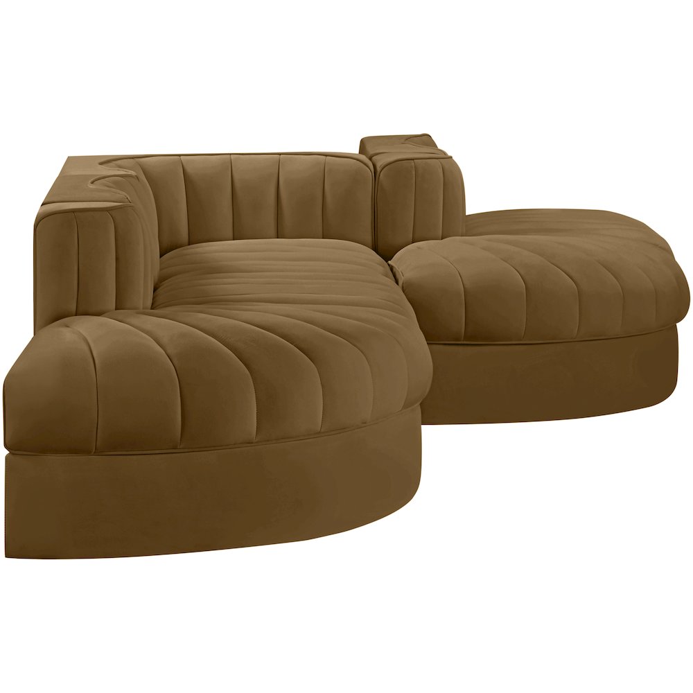 Rummi Saddle Velvet Performance Fabric Upholstered 5pc. Modular Sectional