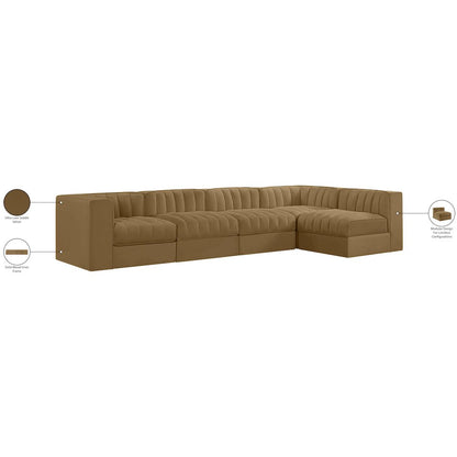Rummi Saddle Velvet Performance Fabric Upholstered 5pc. Modular Sectional
