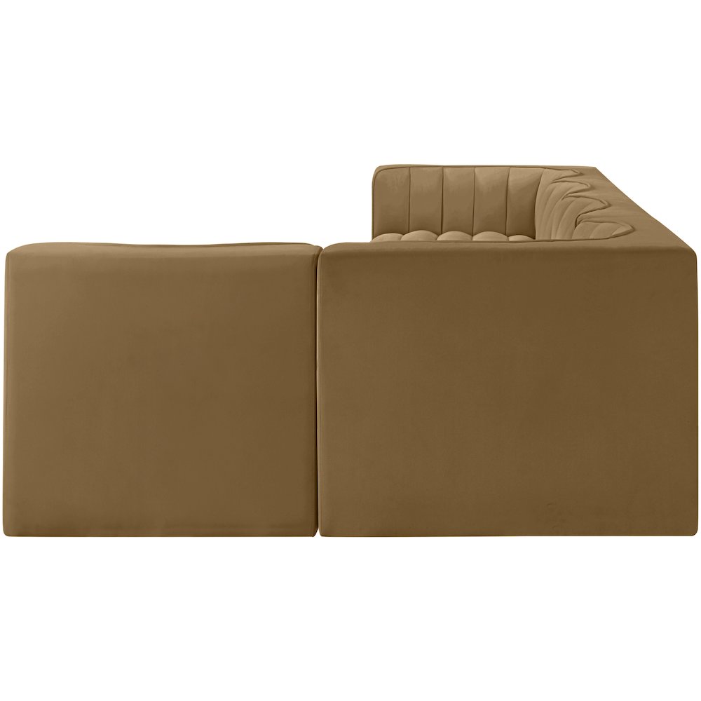 Rummi Saddle Velvet Performance Fabric Upholstered 5pc. Modular Sectional